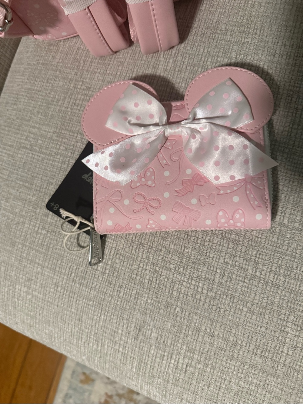 Loungefly Pink Minnie Ear Mini Backpack with Polka Dot Bow - Picture 4 of 5
